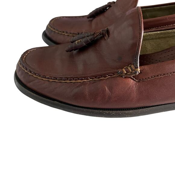 Bragano Tassel Leather Dress Loafers Men\'s Size 8.5 M Brown Crafted in Italy